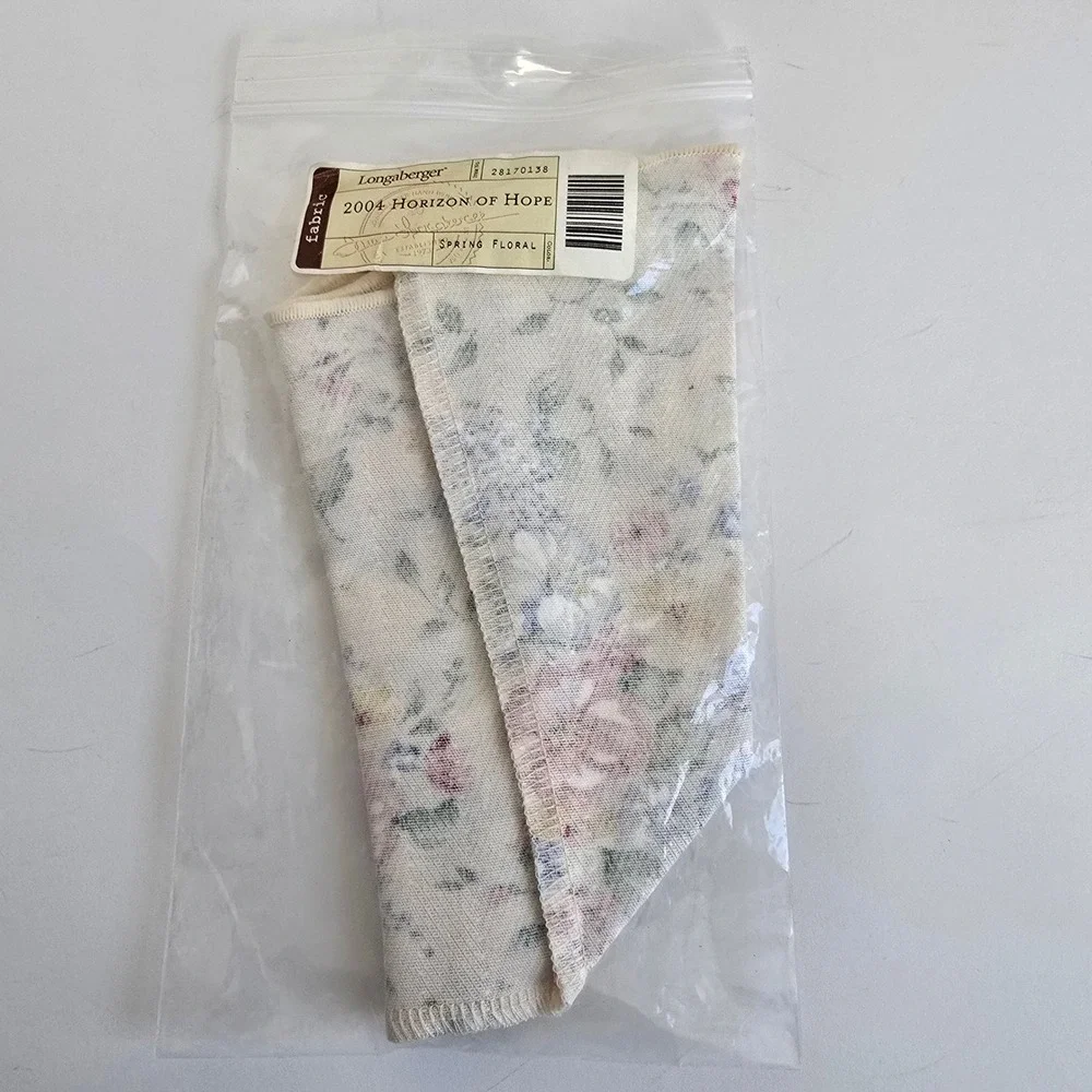 Longaberger 2004 Horizon of Hope Spring Floral Basket Liner Cream Pink Blue NEW